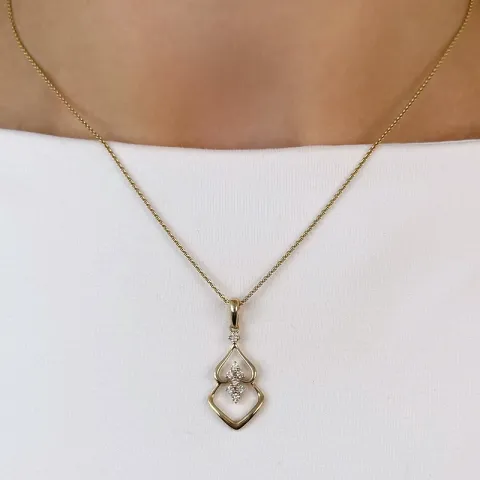 abstrakt diamantberlocker i 14 carat guld 0,18 ct