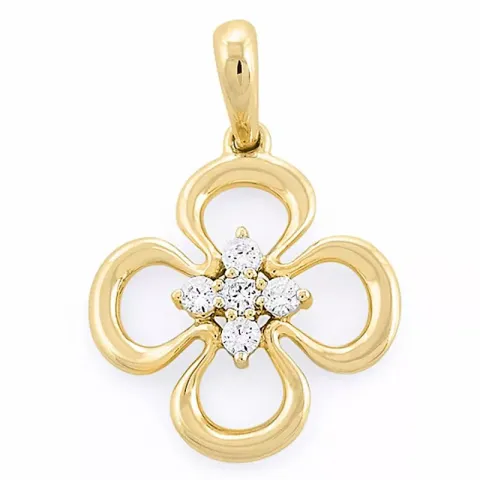 fyrklöver diamantberlocker i 14  carat guld 0,18 ct