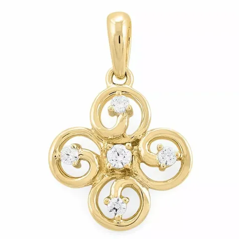 Trendig fyrklöver diamantberlocker i 14 carat guld 0,18 ct