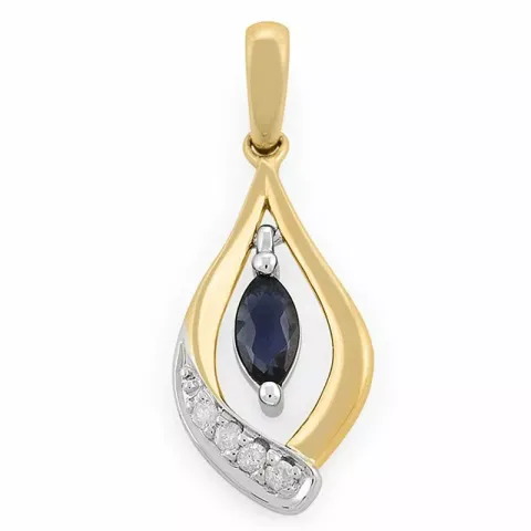 abstrakt safir diamantberlocker i 14  carat guld- och vitguld 0,048 ct 0,34 ct