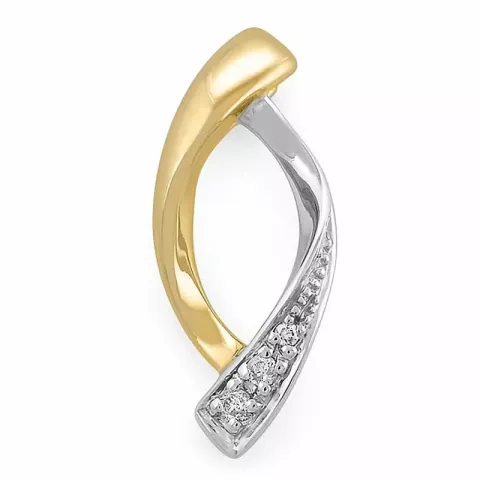 abstrakt diamantberlocker i 14  carat guld- och vitguld 0,02 ct