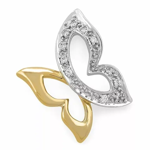 fjärilar diamantberlocker i 14 carat guld- och vitguld 0,07 ct