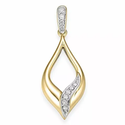 abstrakt diamantberlocker i 14  carat guld- och vitguld 0,06 ct