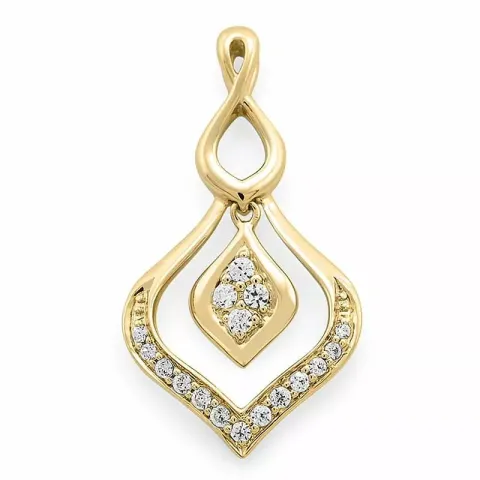 Stort diamantberlocker i 14  carat guld 0,16 ct