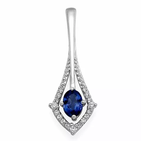 Långt safir hängen i 14 carat vitguld 0,111 ct