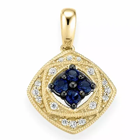 fyrkantigt safir hängen i 14 carat guld 0,088 ct