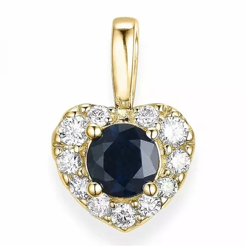 Hjärta blå safir hängen i 14  carat guld 0,159 ct