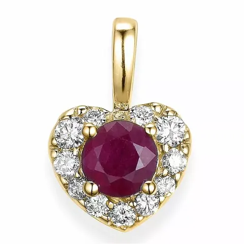 hjärta rubin hängen i 14 carat guld 0,159 ct