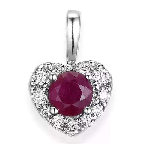 Hjärta rubin hängen i 14 carat vitguld 0,159 ct