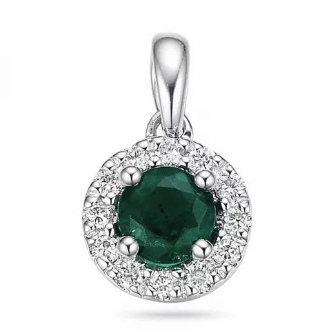 smaragd diamantberlocker i 14  carat vitguld 0,35 ct 0,12 ct