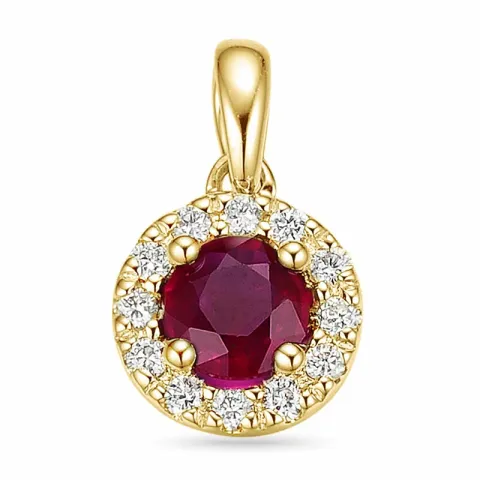 runt rubin diamantberlocker i 14 carat guld 0,45 ct 0,12 ct