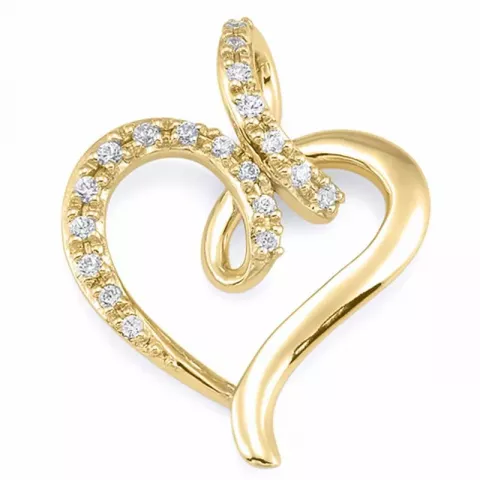 hjärta diamantberlocker i 14  carat guld 0,12 ct