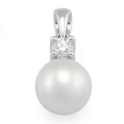 pärla diamantberlocker i 14  carat vitguld 0,10 ct