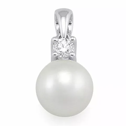 pärla diamantberlocker i 14  carat vitguld 0,10 ct