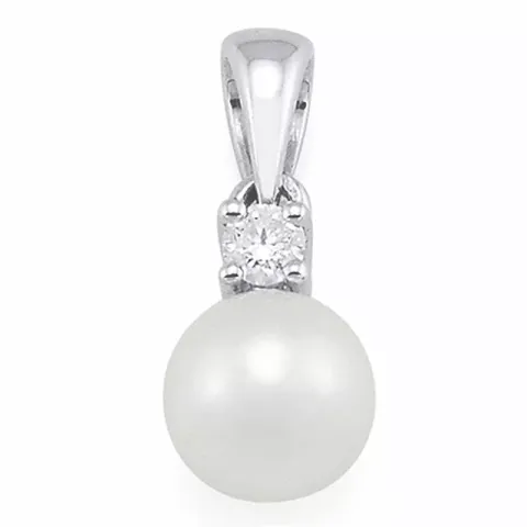 pärla diamantberlocker i 14 carat vitguld 0,05 ct