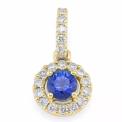 safir diamantberlocker i 14  carat guld 0,19 ct 0,45 ct