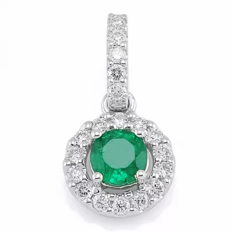 smaragd diamantberlocker i 14  carat vitguld 0,19 ct 0,35 ct