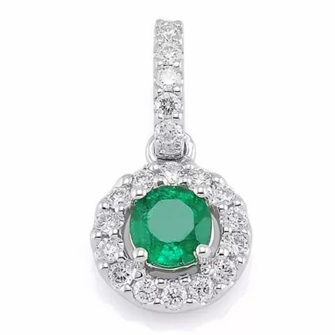 smaragd diamantberlocker i 14 carat vitguld 0,19 ct 0,35 ct