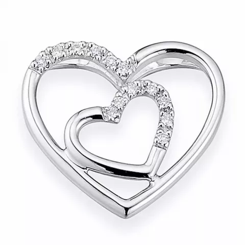 hjärta diamantberlocker i 14  carat vitguld 0,05 ct