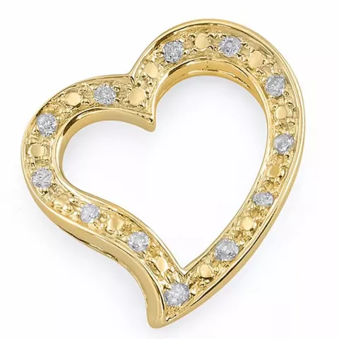 hjärta diamantberlocker i 14  carat guld 0,07 ct