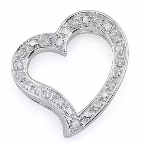 hjärta diamantberlocker i 14  carat vitguld 0,07 ct