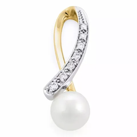 pärla diamantberlocker i 14 carat guld 0,15 ct