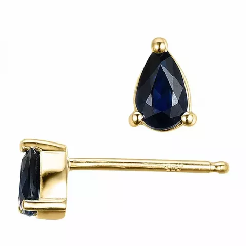 2 x 0,28 ct smycke blå safir örhängestift i 14 karat guld med safir 