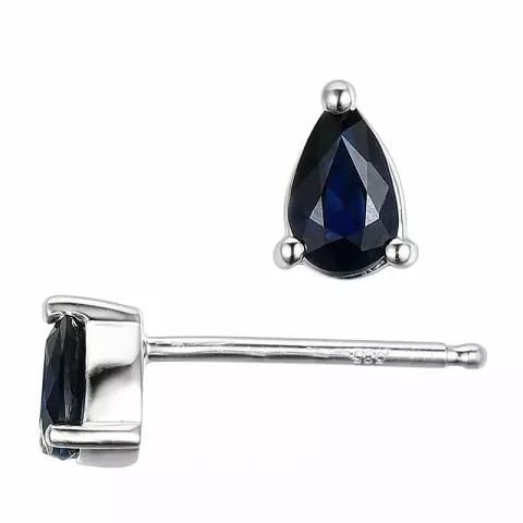 2 x 0,28 ct smycke safir örhängestift i 14 karat vitguld med safir