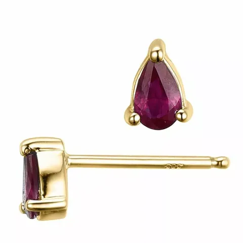 2 x 0,26 ct smycke röda rubin örhängestift i 14 karat guld med rubin 