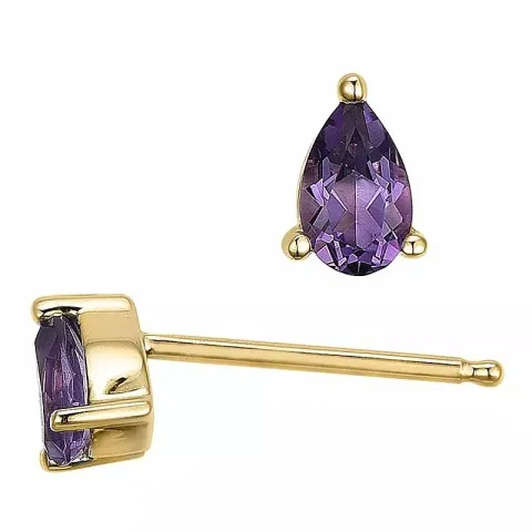 2 x 0,20 ct smycke lila ametist örhängestift i 14 karat guld med ametist