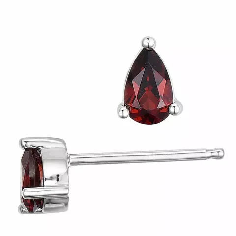 2 x 0,33 ct smycke granat örhängestift i 14 karat vitguld med granat