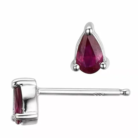 2 x 0,26 ct smycke rubin örhängestift i 14 karat vitguld med rubin