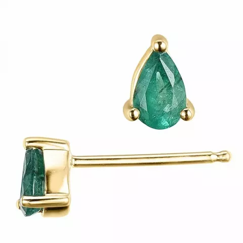 2 x 0,21 ct smycke gröna smaragd örhängestift i 14 karat guld med smaragd 