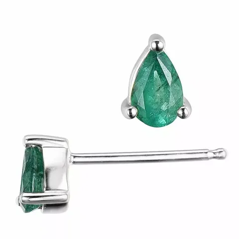 2 x 0,21 ct smycke smaragd örhängestift i 14 karat vitguld med smaragd