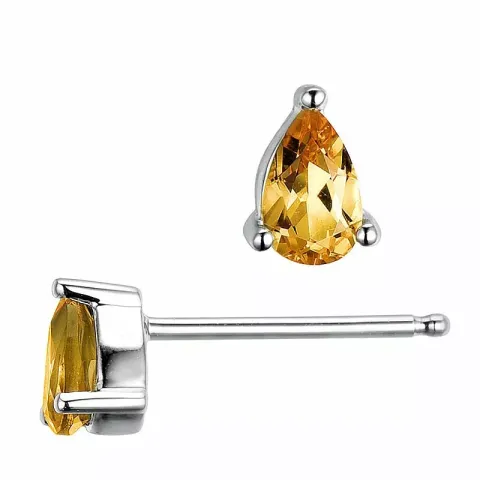 2 x 0,20 ct smycke citrin örhängestift i 14 karat vitguld med citrin