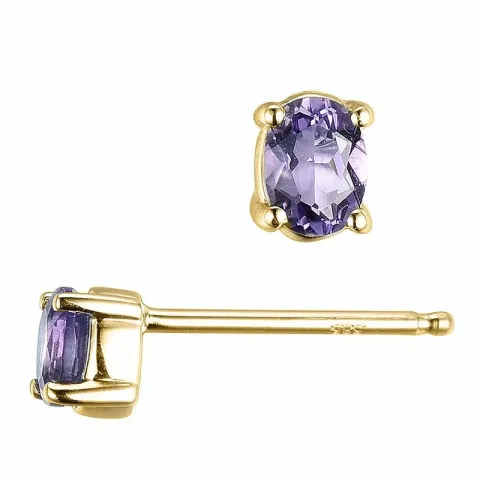2 x 0,16 ct smycke lila ametist örhängestift i 14 karat guld med ametist
