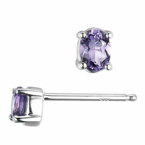 2 x 0,16 ct smycke ametist örhängestift i 14 karat vitguld med ametist