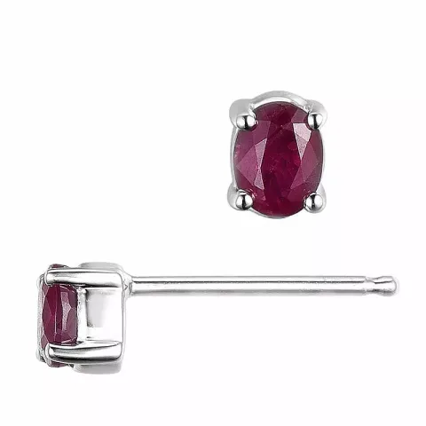 2 x 0,25 ct smycke rubin örhängestift i 14 karat vitguld med rubin