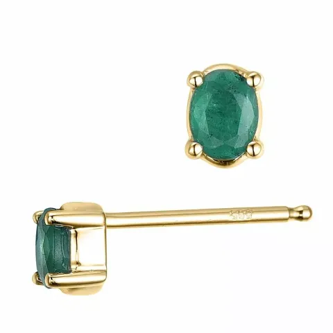 2 x 0,20 ct smycke gröna smaragd örhängestift i 14 karat guld med smaragd