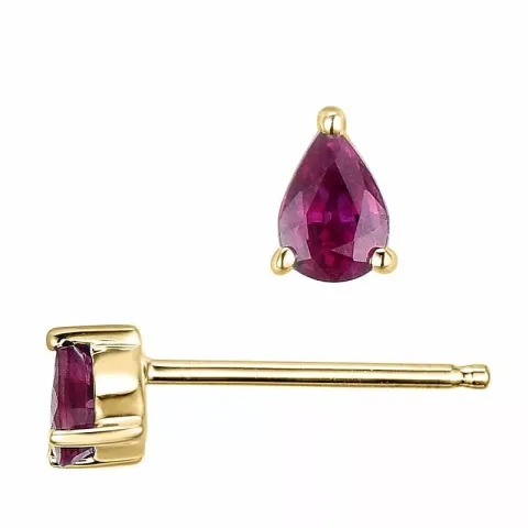 2 x 0,22 ct röda rubin örhängestift i 14 karat guld med rubin 