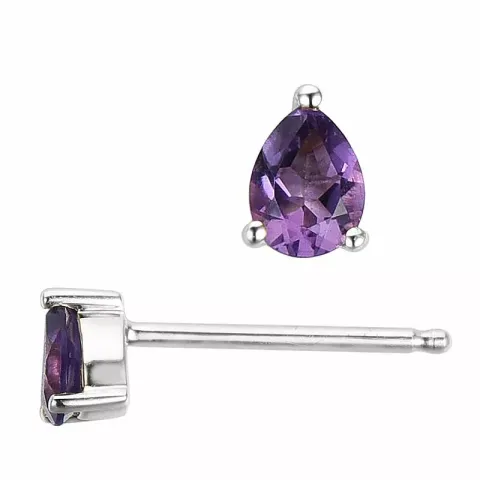 2 x 0,14 ct droppe ametist örhängestift i 14 karat vitguld med ametist 