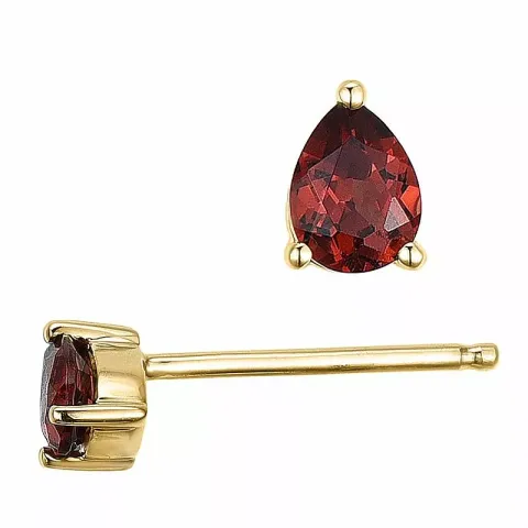 2 x 0,23 ct droppe röda granat örhängestift i 14 karat guld med granat 