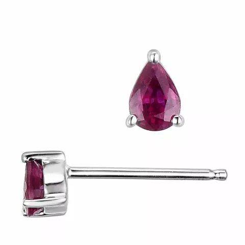 2 x 0,22 ct rubin örhängestift i 14 karat vitguld med rubin 