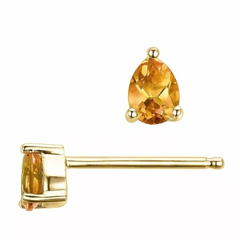2 x 0,14 ct gula citrin örhängestift i 14 karat guld med citrin