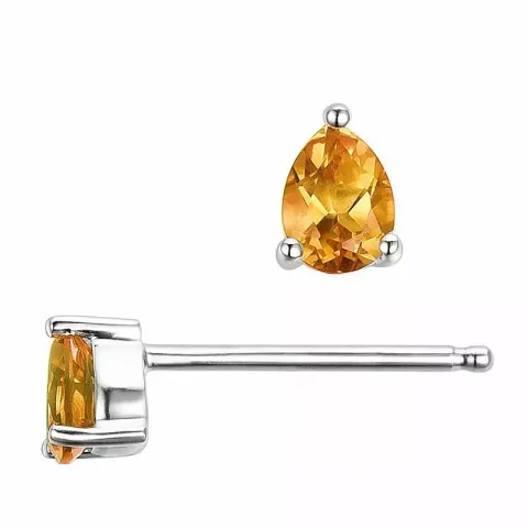 2 x 0,14 ct citrin örhängestift i 14 karat vitguld med citrin