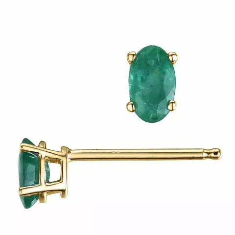 2 x 0,25 ct gröna smaragd örhängestift i 14 karat guld med smaragd 