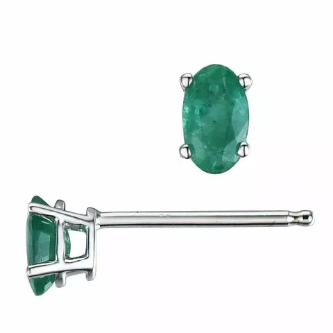 2 x 0,25 ct smaragd örhängestift i 14 karat vitguld med smaragd 