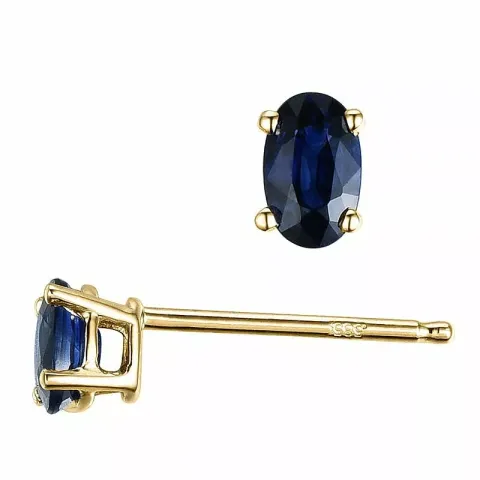 2 x 0,35 ct blå safir örhängestift i 14 karat guld med safir 