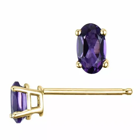2 x 0,25 ct ovala lila örhängestift i 14 karat guld med ametist 