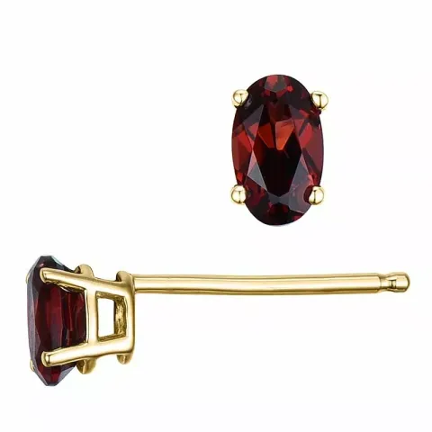 2 x 0,33 ct ovala röda granat örhängestift i 14 karat guld med granat